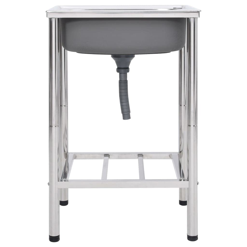 'Vidaxl Stainless Steel Camping Sink - Single Basin Outdoor Kitchen Sink With Large Drainer, Portable, Durable, Easy-To-Clean, P