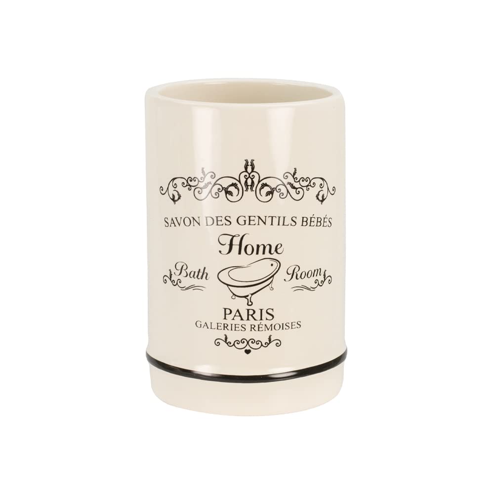 Home Basics Paris Collection 4 Piece Bathroom Accessories Set Featuring A Soap Dispenser, Toothbrush Holder, Tumbler, And Soap D