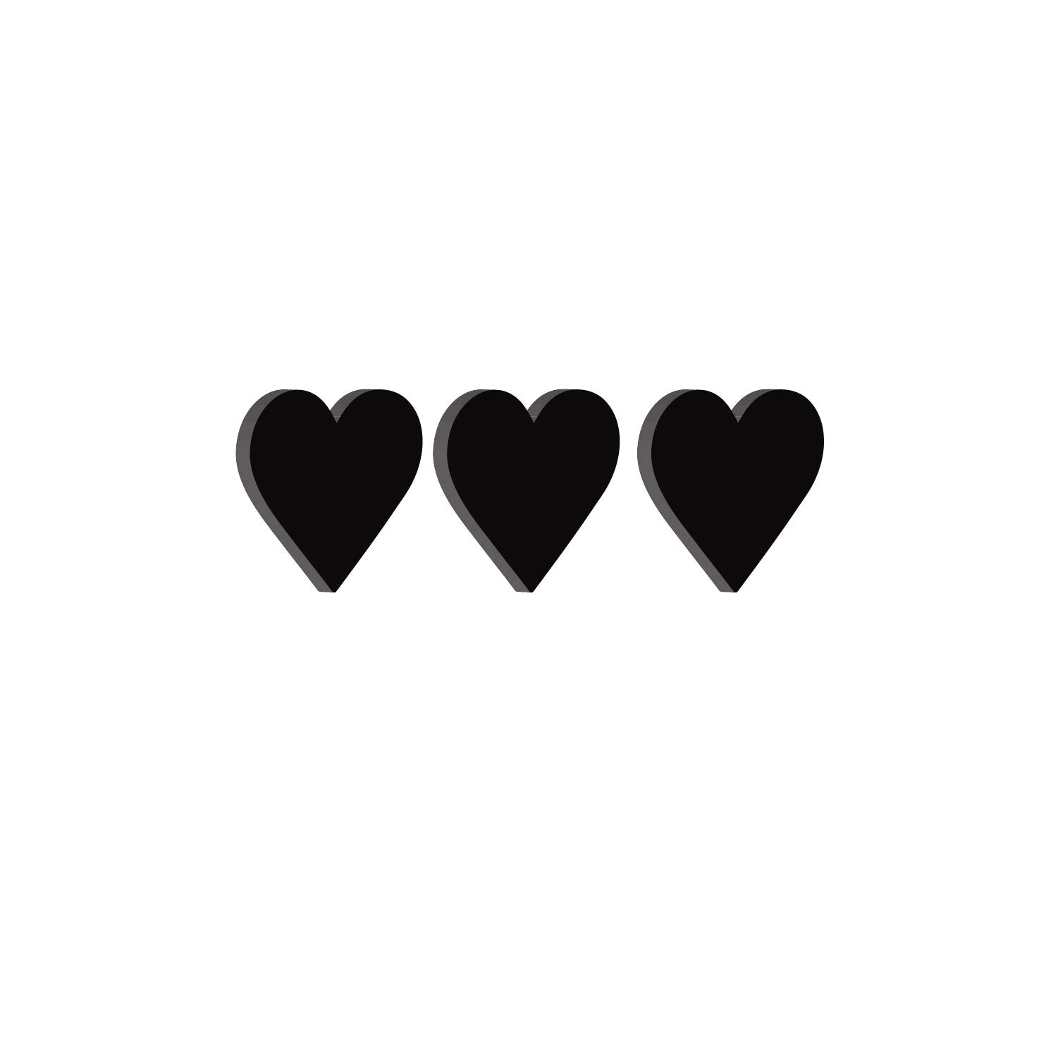 Ecraftindia Set Of 3 Hearts Black Engineered Wood Wall Art Cutout, Ready To Hang Home Decor, One Size (Wmdfco115)
