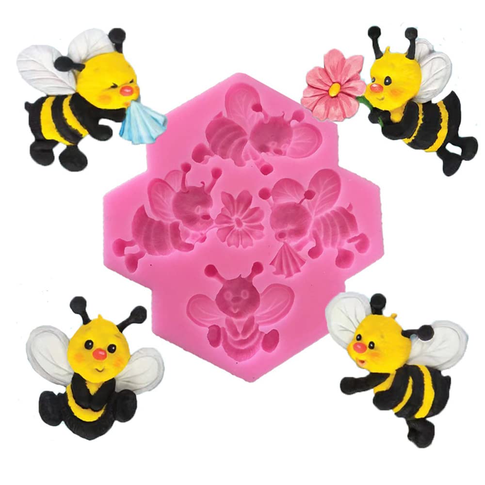 Cestony 4 Small Bees Silicone Molds For Diy Cake Fondant Biscuit Cookies Soap Sugar Pudding Chocolate Hard Candies Dessert Candl