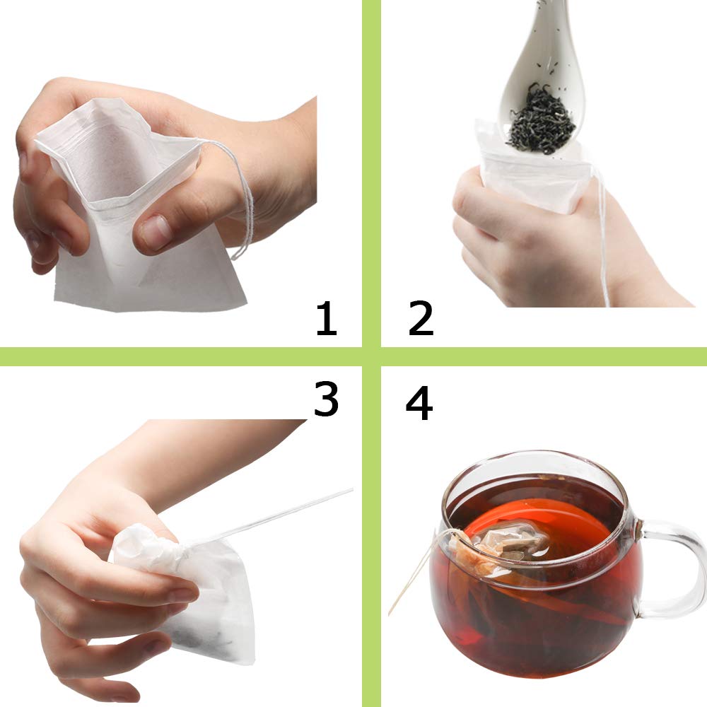 Tinkee Tea Filter Bags, Safe And Natural Material, Disposable Tea Infuser, Empty Tea Bag With Drawstring For Loose Leaf Tea, Set