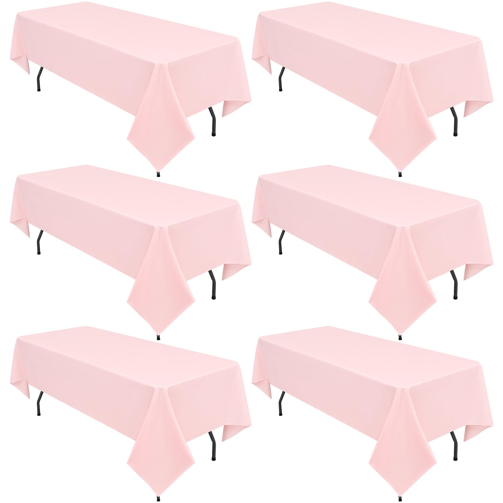Rewomc 6 Pack Pink Tablecloths For 8Ft Rectangle Tables 60 X 126 Inch - Polyester Table Cover Stain And Wrinkle Resistant Washab