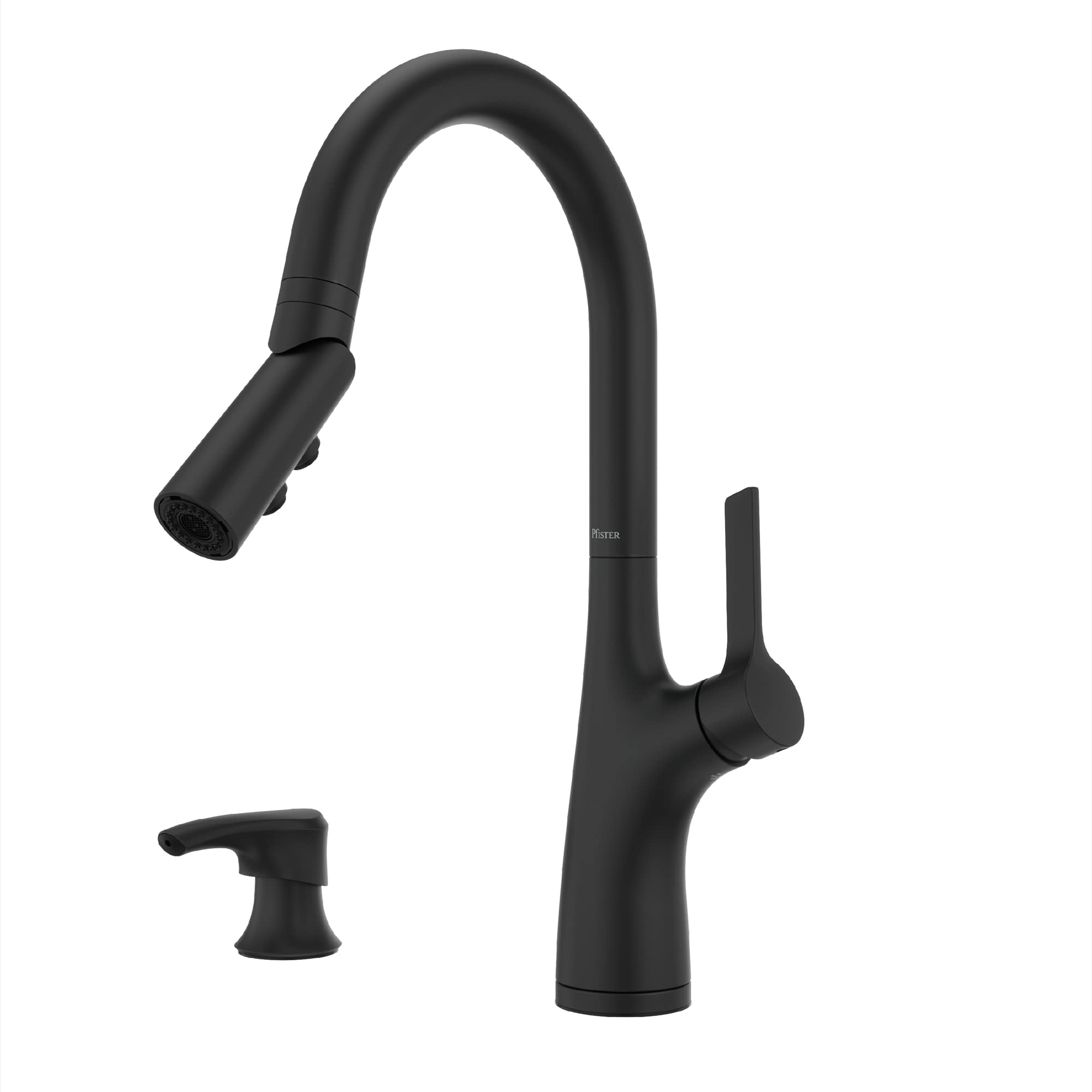 Pfister Ceylon Kitchen Faucet with Pull Down Sprayer and Soap Dispenser, Single Handle, NSF Certified, Spot Defense Matte Black 