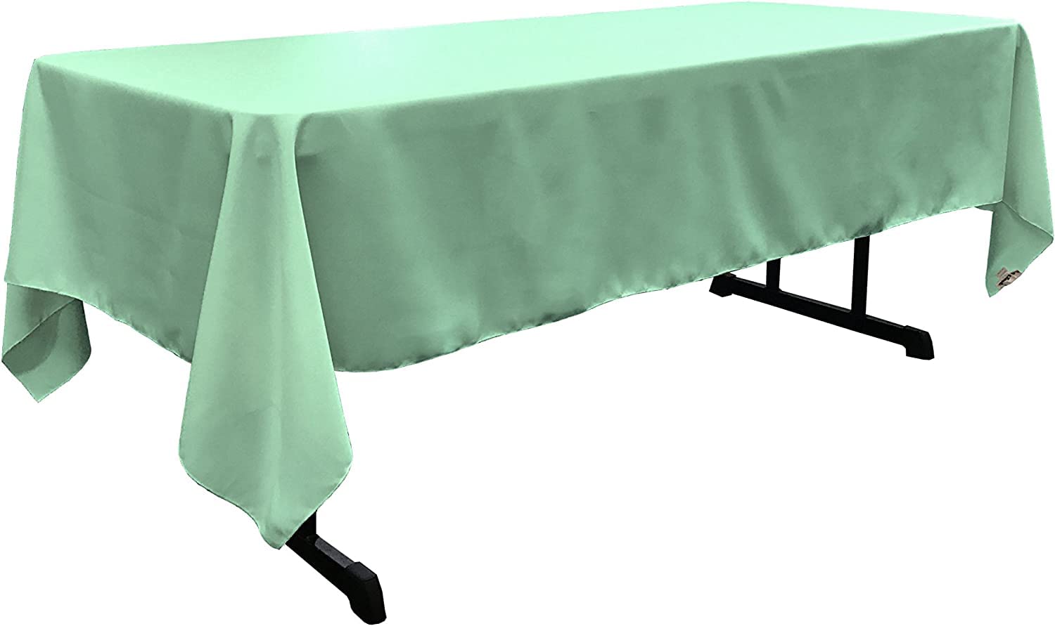 LA Linen Polyester Poplin Rectangular Tablecloth  60 by 126-Inch  Mint