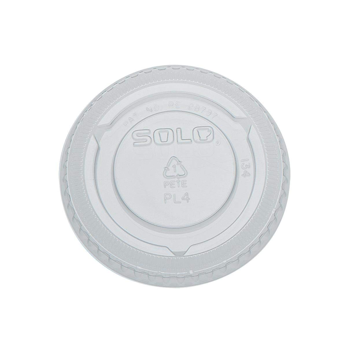 Solo PL4N Clear Souffle PET Portion Cup Lids, 3.1-Inch Diameter, 2500/CT