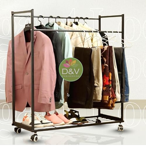 D&V Engineering - Creative In Innovation Heavy Duty Cloth Hanger Rack With Wheel,Garment Rack,Drying Rack For Hanging Cloths For
