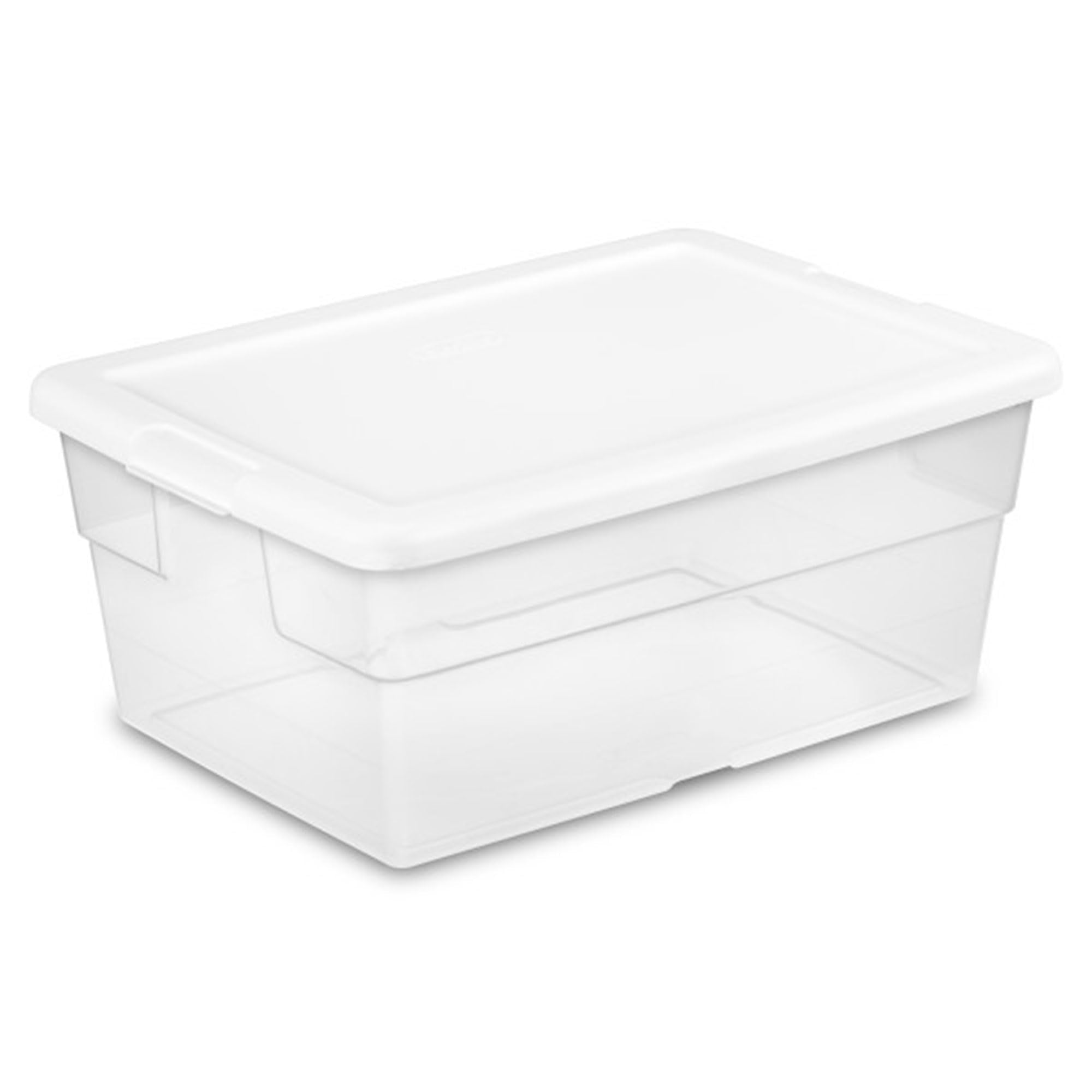 Sterilite 16 Qt Storage Box, Stackable Bin With Lid, Plastic Container To Organize Shoes And Crafts On Closet Shelves, Clear Wit