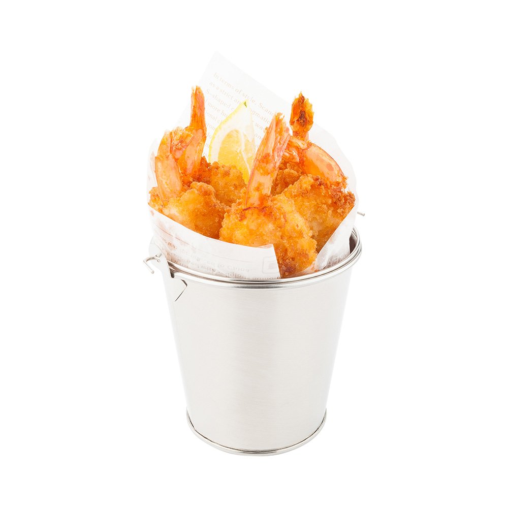 Restaurantware 12 Ounce Metal Bucket 1 Round Silver Pail - With Handle Food Safe Silver Stainless Steel Mini Bucket With Handles