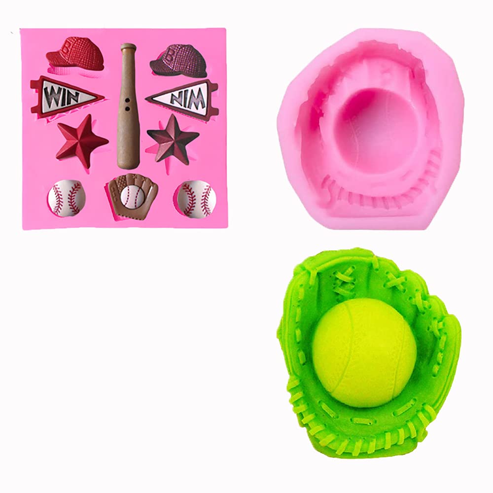 2 Pcs Baseball Softball Glove Silicone Molds Set For Fondant Candy Making Chocolate Mold Lollipop Desserts Ice Cube Gum Clay Soa