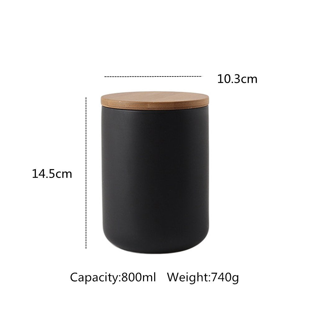Onepine 800Ml/27 Oz Air Tight Jars Ceramic Storage Containers With Airtight Seal Bamboo Lids Kitchen Canisters For Tea Sugar Cof