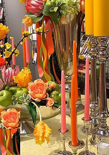 D'light Online Elegant Unscented Coral Taper Premium Quality Candles Hand-Dipped  Dripless and Smokeless - Set of 12 Individually Wrapped (12 Inch  Coral)