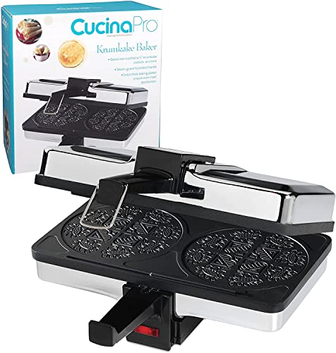 Cucinapro Krumkake Baker By Cucina Pro - 100% Non Stick, Makes Two Krumkake Pizzelle-Like Cookies, Great For Cannoli Filling & C
