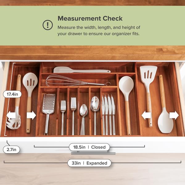 Kitchenedge Premium Silverware, Flatware And Utensil Organizer For Kitchen Drawers, Food-Safe Contract Grade, Expandable From 18