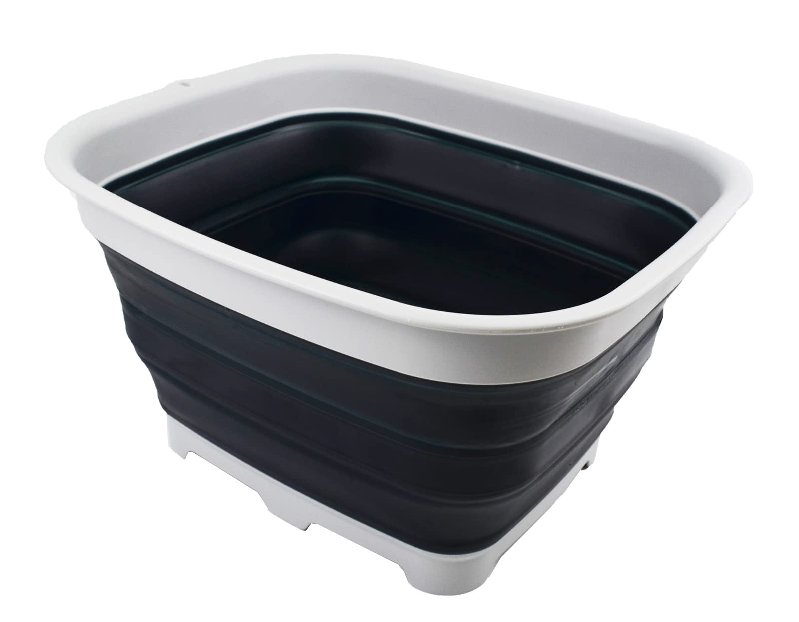 Sammart 15L (3.9 Gallon) Collapsible Dishpan With Draining Plug - Foldable Washing Basin - Portable Dish Washing Tub - Camping &