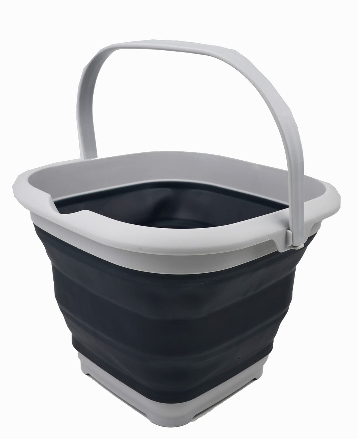 Sammart 8.5L (2.2 Gallon) Collapsible Square Handy Bucket/Foldable Squarewater Pail/Portable Tub With Handle. Size 31X31Cm (Grey