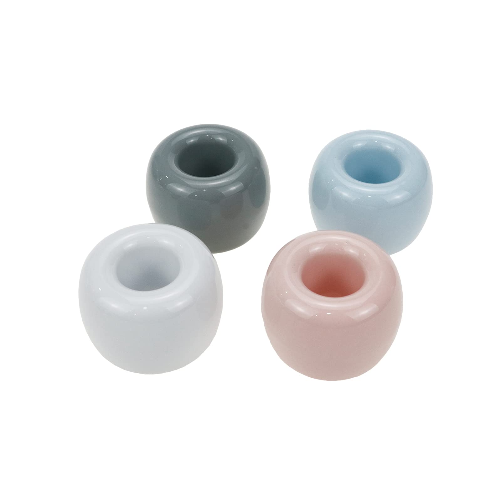 Savagrow 4Pcs Mini Ceramic Toothbrush Holders Couple White/Blue/Grey/Pink Bathroom Toothbrush Holder Stand