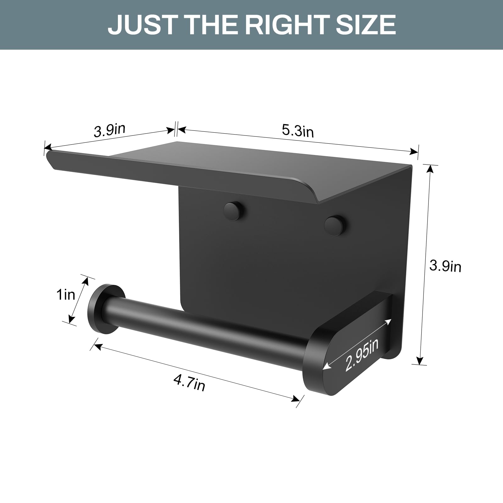 Setsail Toilet Paper Holder With Shelf Adhesive Or Screw Bathroom Toilet Paper Roll Holders Wall Mount Matte Black Tissue Holder