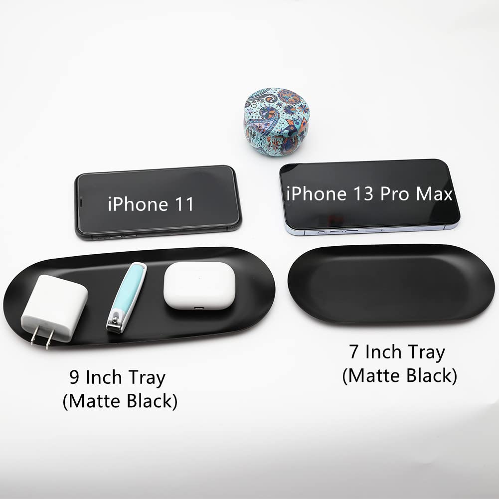 Stainless Steel Decorative Tray, Set Of 2, 7 Inch Long, Jewelry Dish Cosmetics Organizer Bathroom Clutter Serving Platter Small