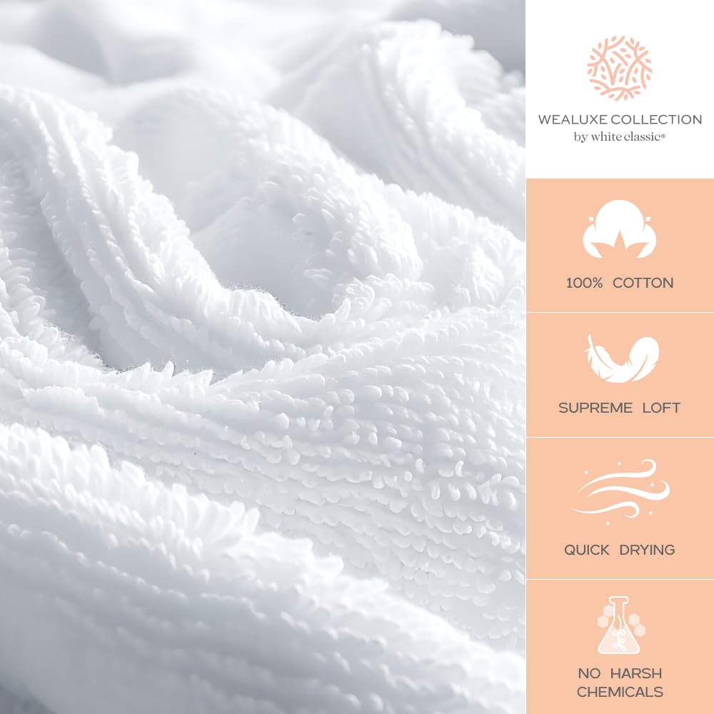 Wealuxe White Hand Towels For Bathroom [12 Pack] Cotton Hand Towel Bulk For Gym, Kitchen And Spa, 16X27 Inches Soft Highly Absor