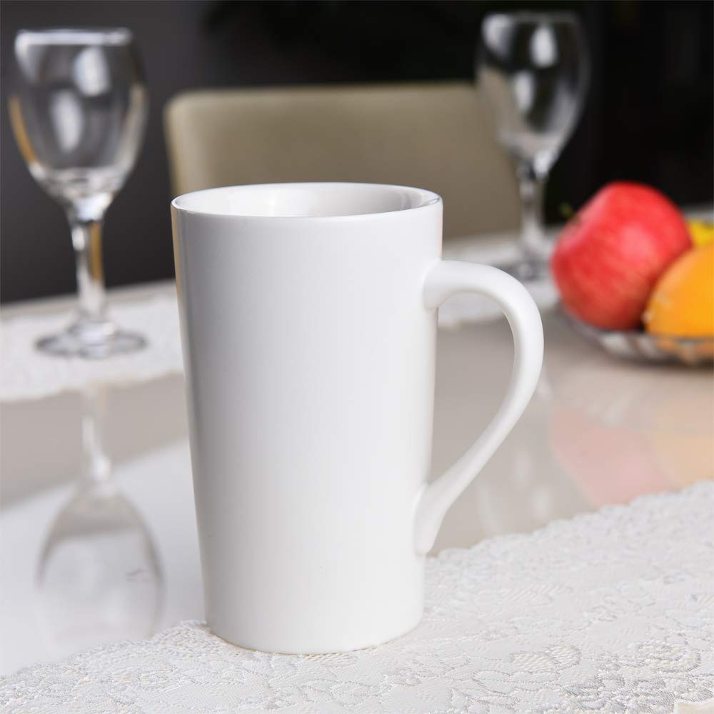 Belinlen 2 Pack 16 OZ Coffee Cup Simple Pure White Ceramic Cup Plain Large Tall White Ceramic Milk Tea Coffee Mug with Handle