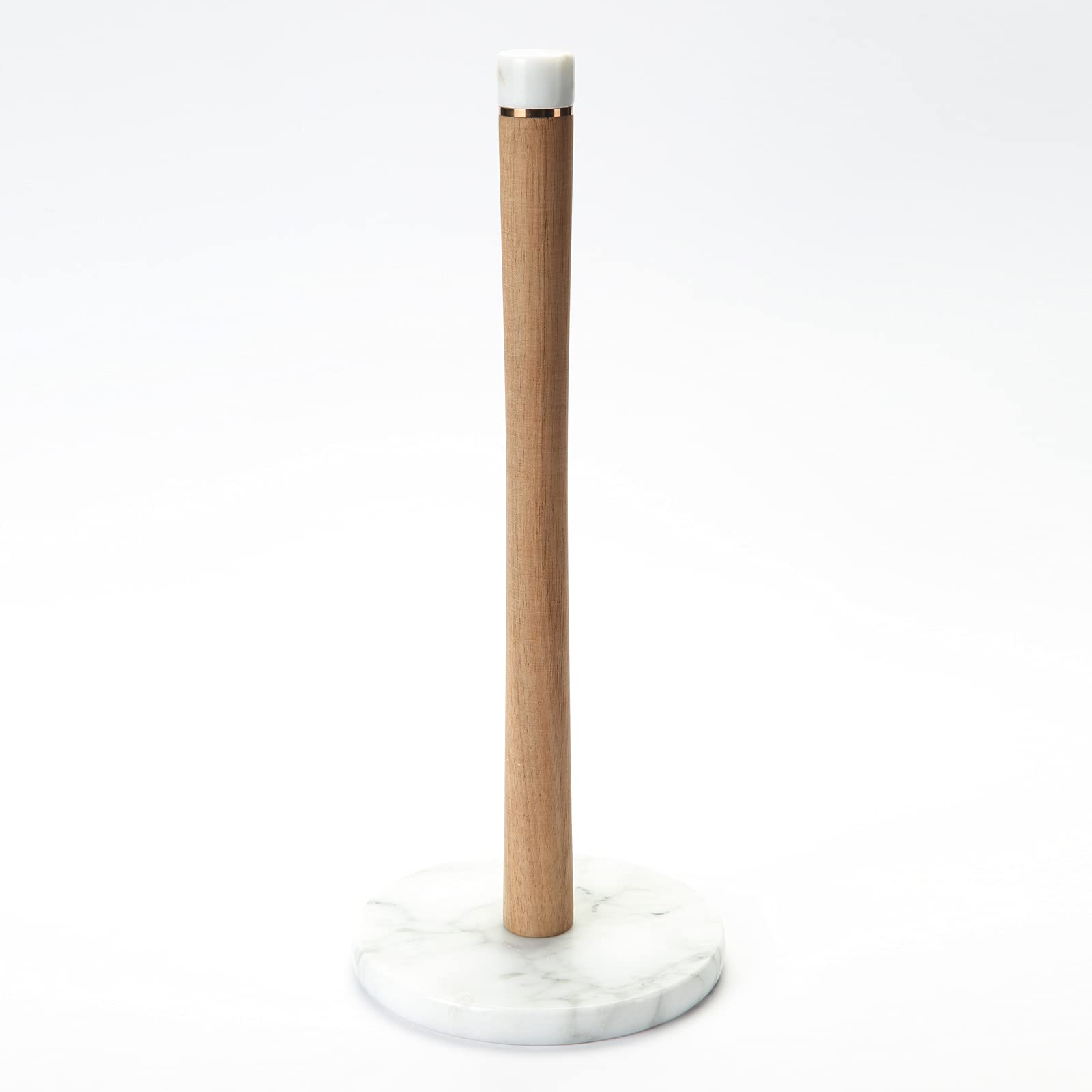 Jalz Jalz Paper Towel Holder Countertop Marble Base And Acacia Wood Stand,13.3'' Kitchen Paper Towel Roll Holder Stand