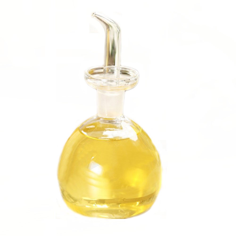 Eleton Round Pot Shape Oil And Vinegar Bottle, Glass Olive Oil Dispenser Bottles Storage, 8 Oz Cruet