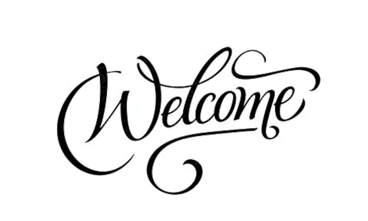 Welcome Modern Wall Words Entryway Door Vinyl Decal Stickers 10X6-Inch Glossy Black