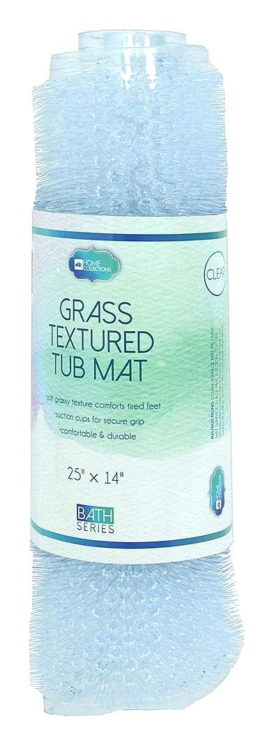 Grass Textured Spa Quality Foot Scrubber Bathroom Tub & Bath Mat Anti-Slip 24.5'' X 13.5'' (Clear)