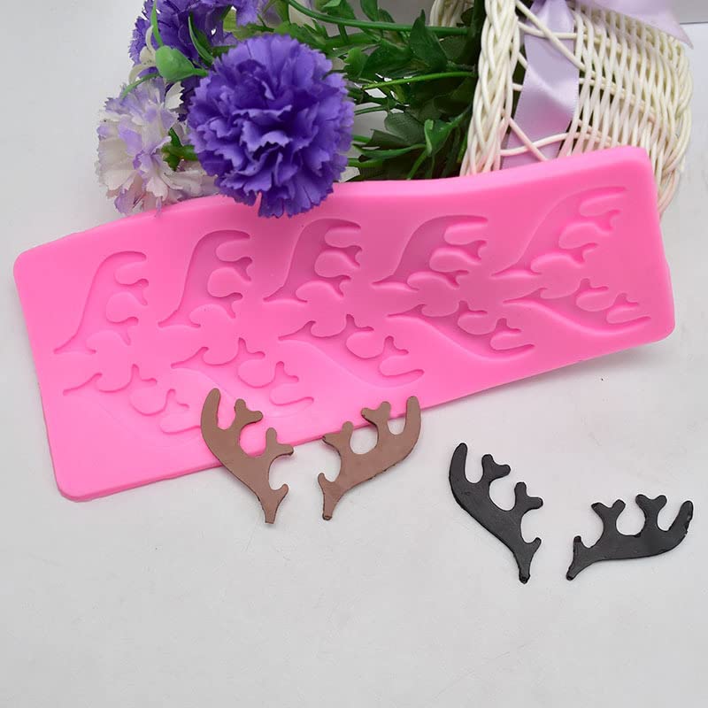 Cestony 2Pcs Antlers Shape Silicone Fondant Molds For Diy Cake Fondant Biscuit Cookies Sugar Pudding Chocolate Hard Candies Dess