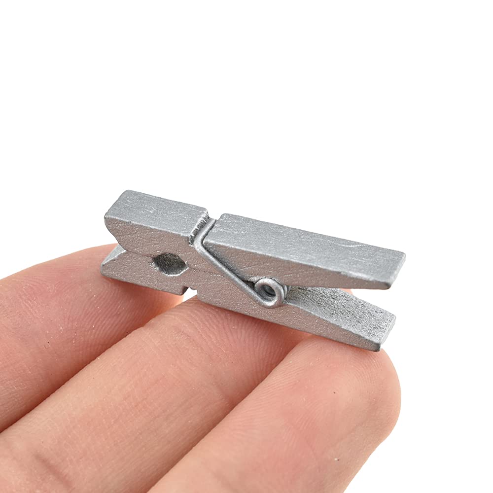 Hahiyo Silver Wooden Clothes Pins Clothespins Small Do Not Fall Apart 1.38 Inches Length 50 Pack Sturdy Strong Springs No Rust N