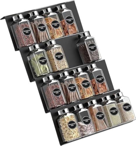 Vbm Expandable Spice Drawer Organizer, 4 Tier Seasoning Jars Drawer Insert, Spice Rack Organization For Drawer, Kitchen Drawer S