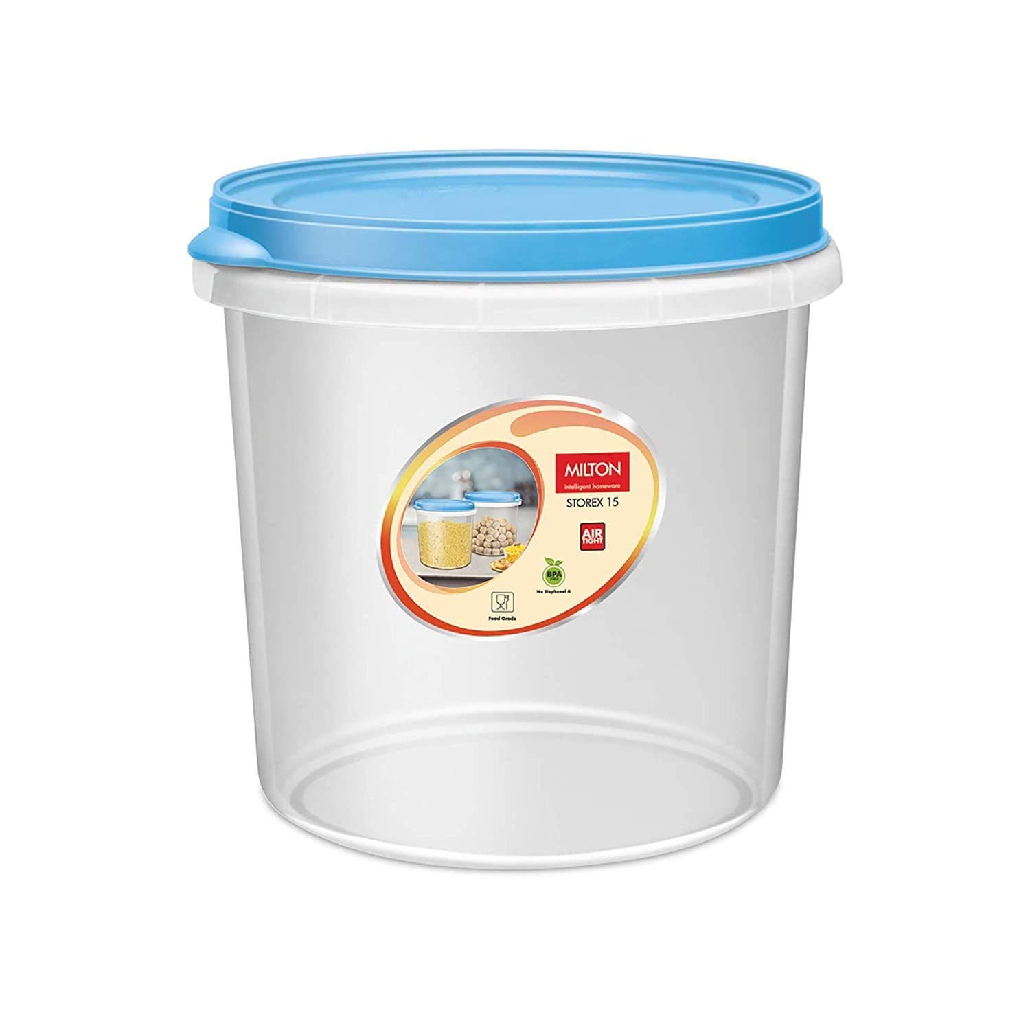 MILTON Storex Plastic Container with Lid, 15Liter, Transparent