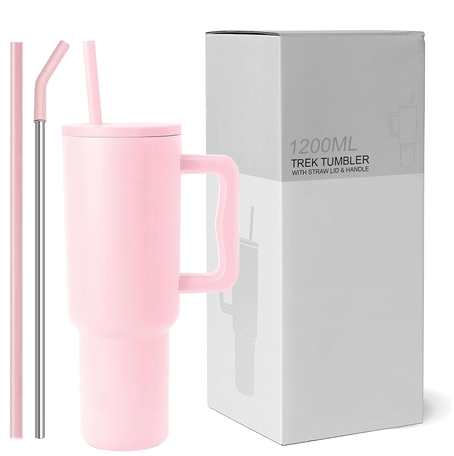 Hastarth Enterprises 1200Ml Vacuum Insulated Stainless Steel Tumbler With Handle & Straw, Leakproof Travel Mug, Double Wall Hot 