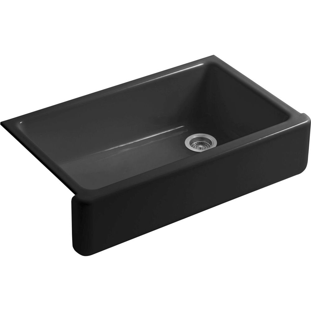 Kohler Whitehaven 35-3/4 Undermount Single-Bowl Farmhouse Kitchen Sink, Black, Enameled Cast Iron, Durable And Easy-To-Clean Des