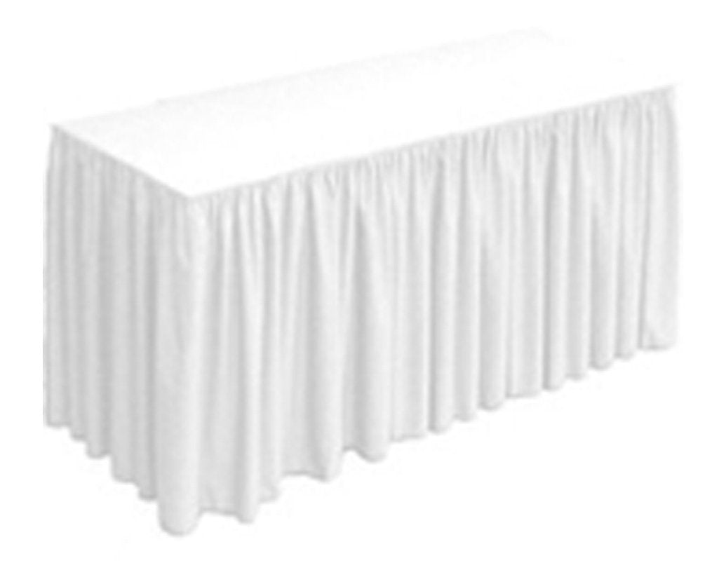 Tektrum 6' Ft Long Fitted Table Skirt Cover For Trade Show - White Color