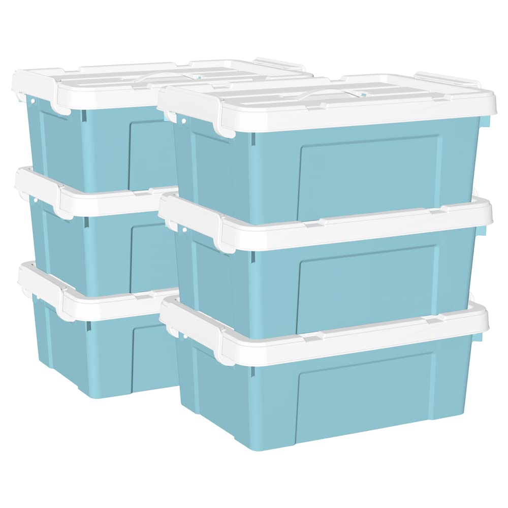 Cetomo 15L*6 Plastic Storage Box, Tote Box,Organizing Container With Durable Lid And Secure Latching Buckles, Stackable And Nest