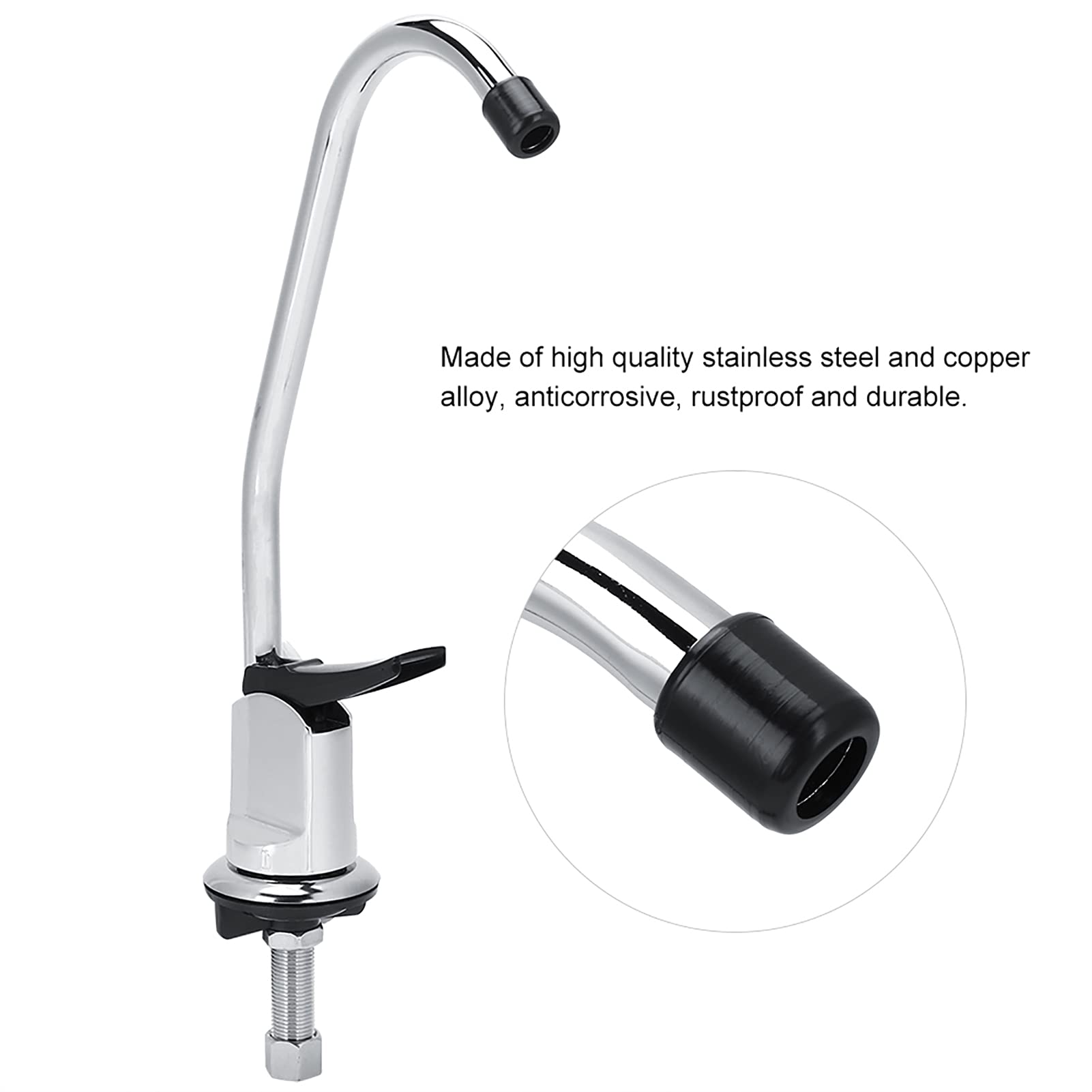 Stainless Steel Faucet Chrome Plated Reverse Osmosis Goose Neck Fast Connection Drinking Water Filter Kitchen Tap Kitchen Water
