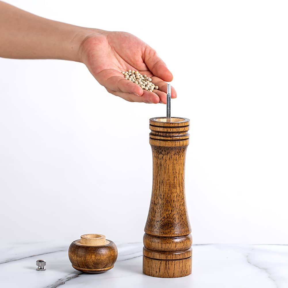 Uuyyeo Wooden Pepper Grinder Mill Manual Salt Grinder Refillable Pepper Mill Shaker Spice Grinder With Adjustable Coarseness 5 I