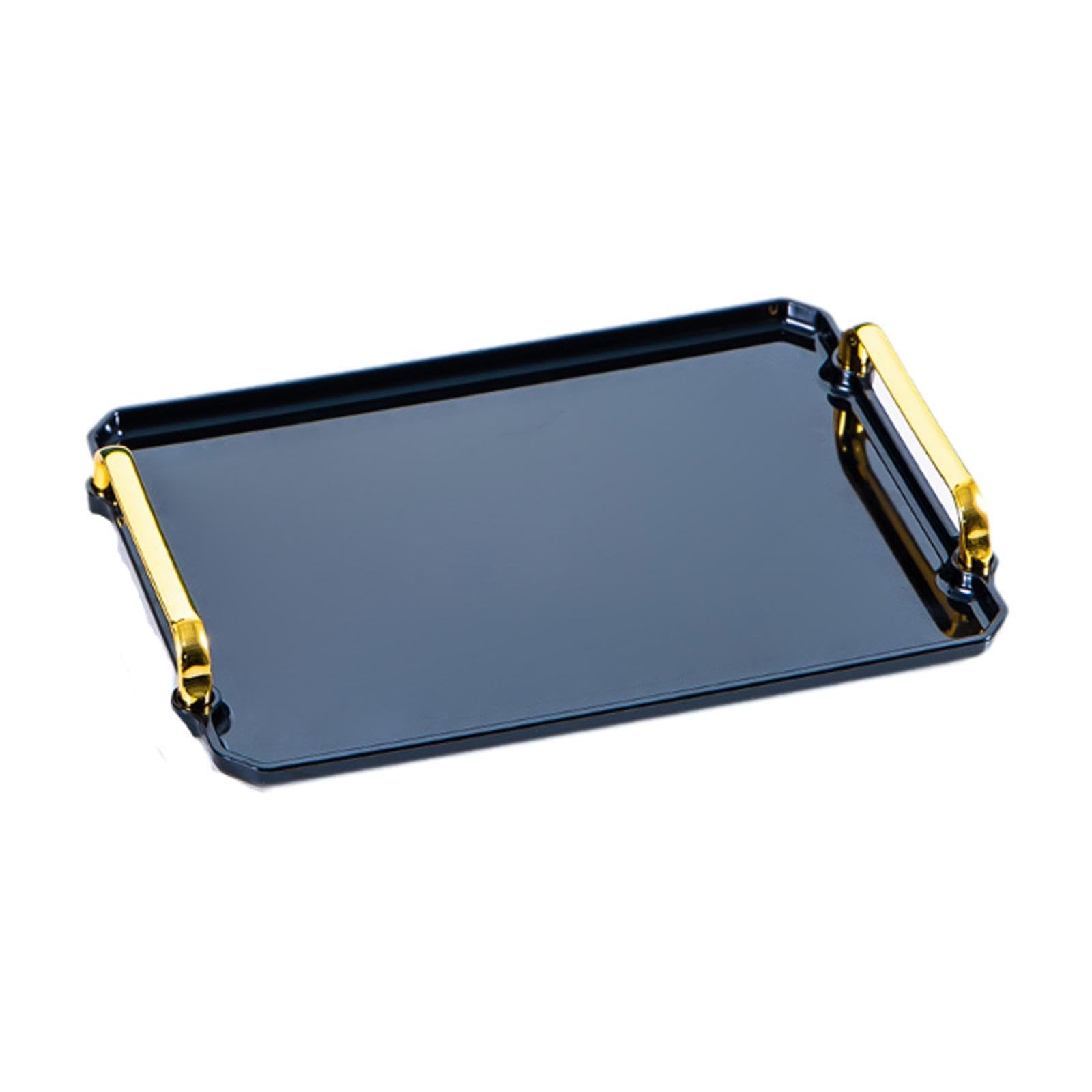 Ujeavette Serving Tray Rectangular Modern Cosmetic Storage For Desk Coffee Table Hotel M Black