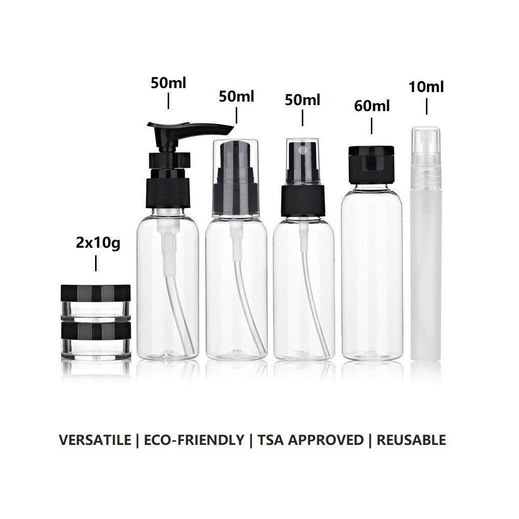 Abirday Travel Size Bottles Containers For Toiletries With Toiletry Bag And Label, Leak-Proof & Tsa Approved Carry-On For Airpla