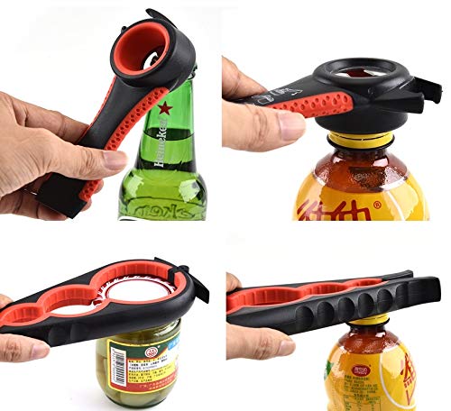 J.Maehome Jar Opener Upgraded 5 In 1 Multi Function Can Bottle Opener Kit With Silicone Handles, Children And Older Adults With