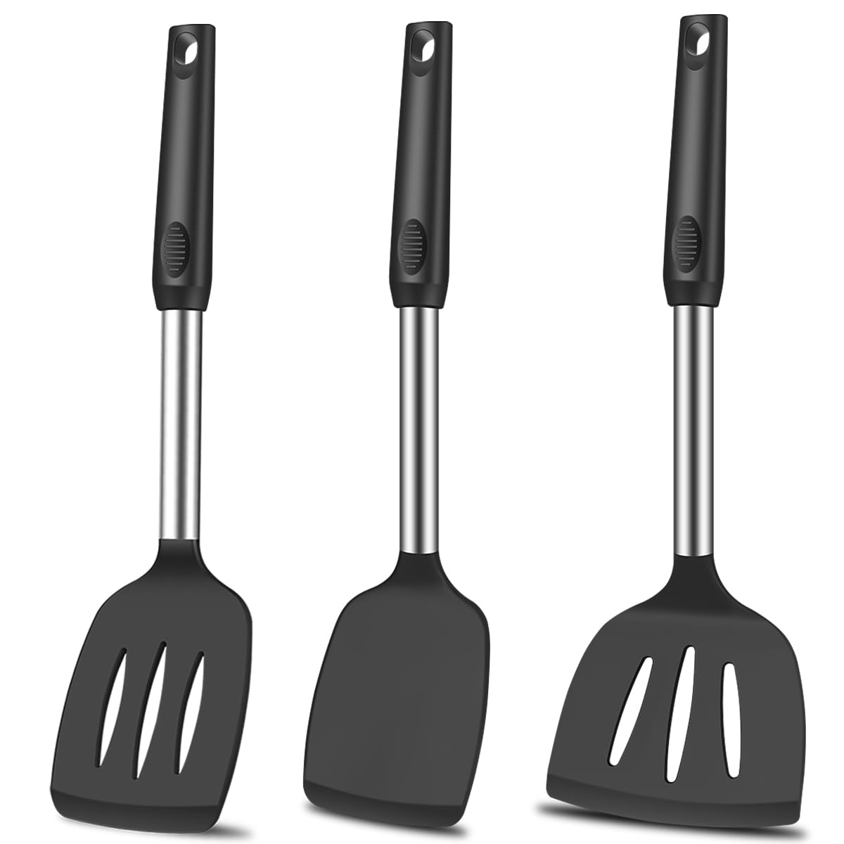 KLAQQED Spatula Set Silicone Heat Resistant for Nonstick Cookware Rubber Silicone Spatula Turner Fish, Large Nonstick Plastic Eg