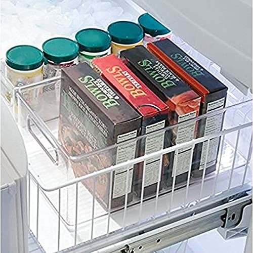 Upgraded 2 X Clear Organizer Storage Bin With Handle Compatible With Kitchen I Best Compatible With Refrigerators, Cabinets & Fo