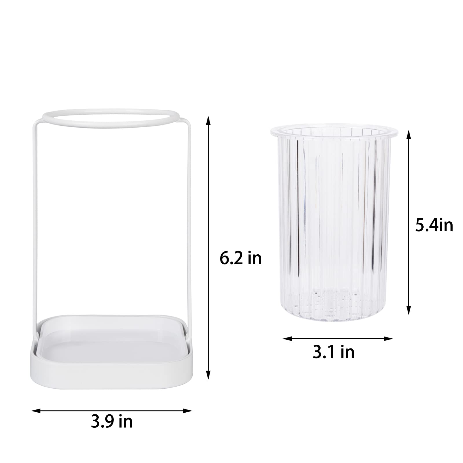 Toothbrush Holders With Drain Tray, Hanging Toothbrush And Toothpaste Holder Organizer Bathroom Caddy Countertop For Toothpaste,