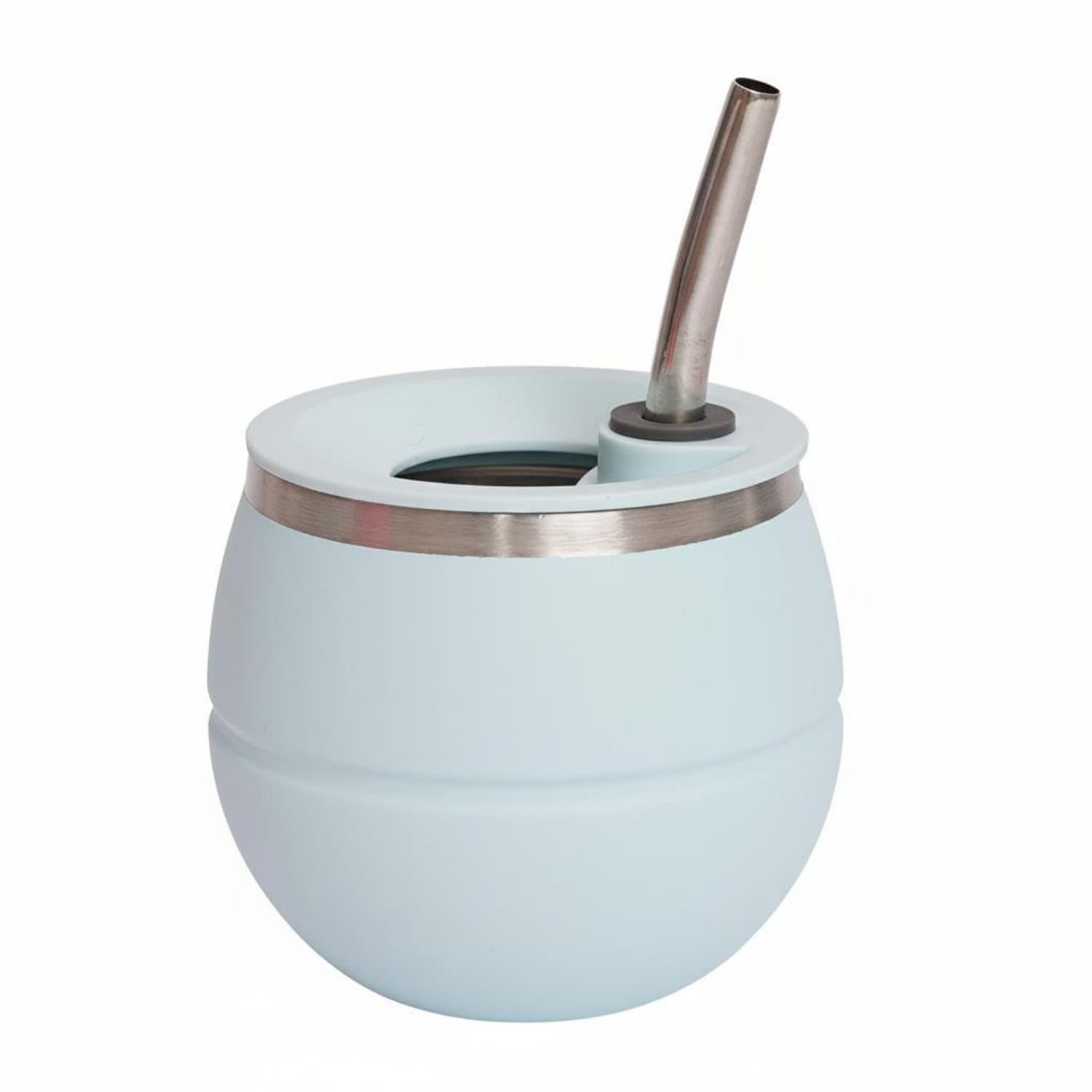Trendynest Curved Straw Stainless Steel Mate Cup Matte Finish Mate Tea Cup Wide Top Drinkware Narrow Base For Everyday Use, Ligh