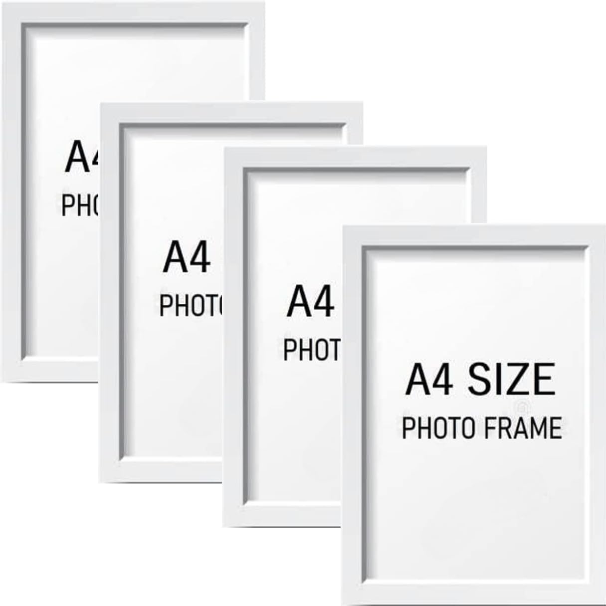 A4 Size Photo Frames - Wall & Tabletop Display, Lightweight Black Frame Khali Frame /A4 Size, 9X12Inches (4, White)