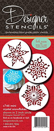 Designer Stencils Mini Crystal Snowflakes 2 Cookie Stencils, Beige/Semi-Transparent