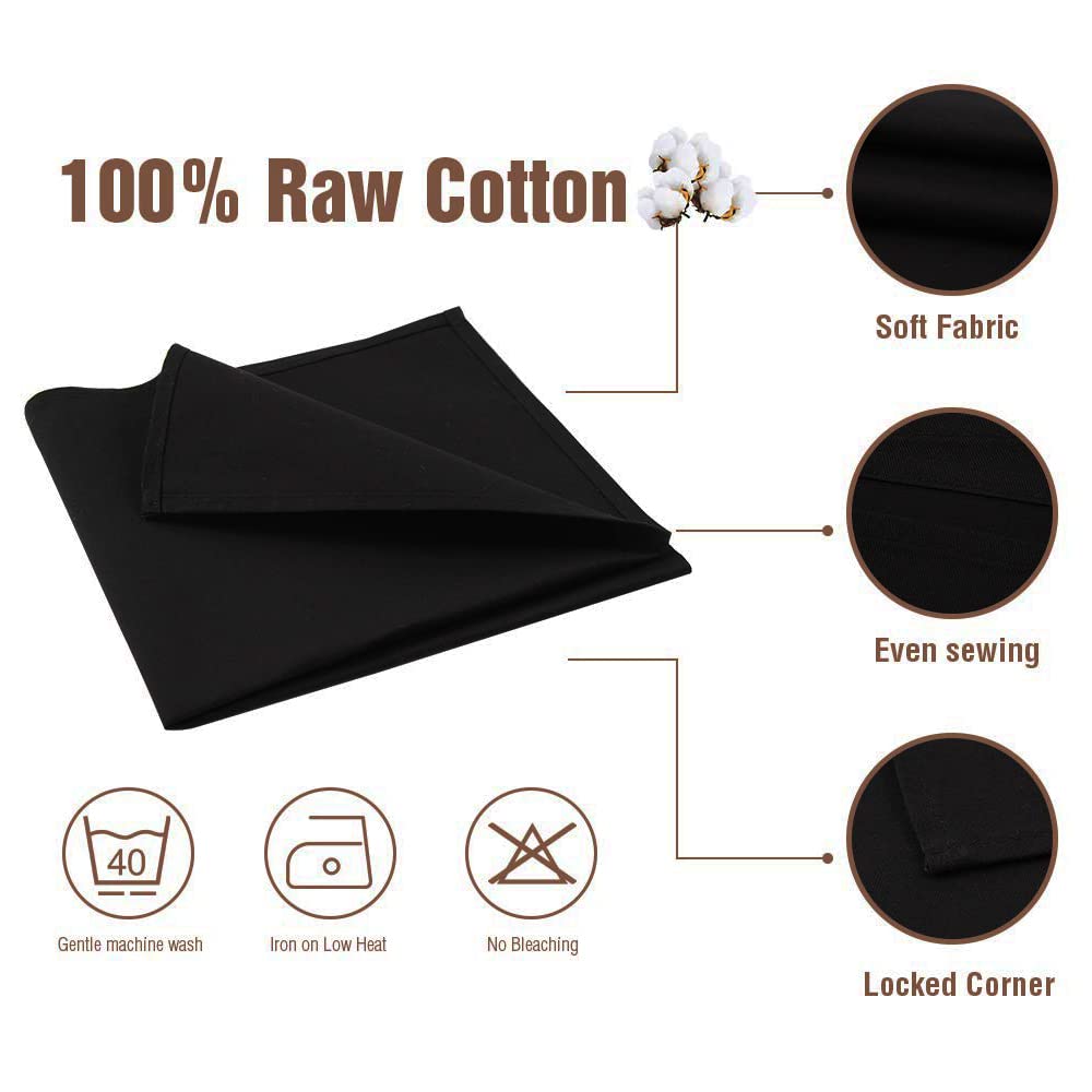 Jet Black Cloth Napkins 100% Cotton Set Of 12, Black Kitchen Napkins For Dinner, Soft Comfortable And Reusable 18''X18'' Koffota