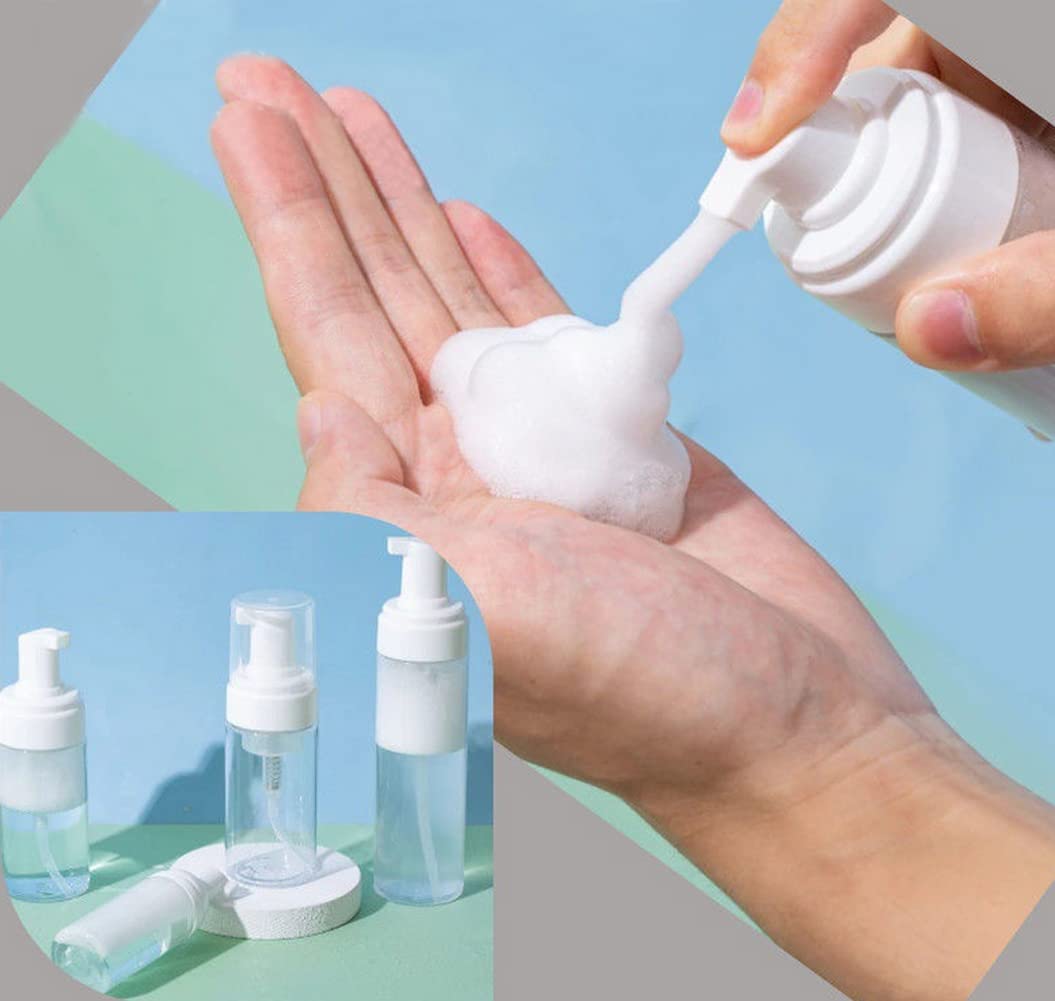 3Pcs 100Ml 3.4Oz Empty Clear Plastic Press Foaming Soap Pump Dispensers Spray Bottle Containers With Atomizer For Soap Foam Loti