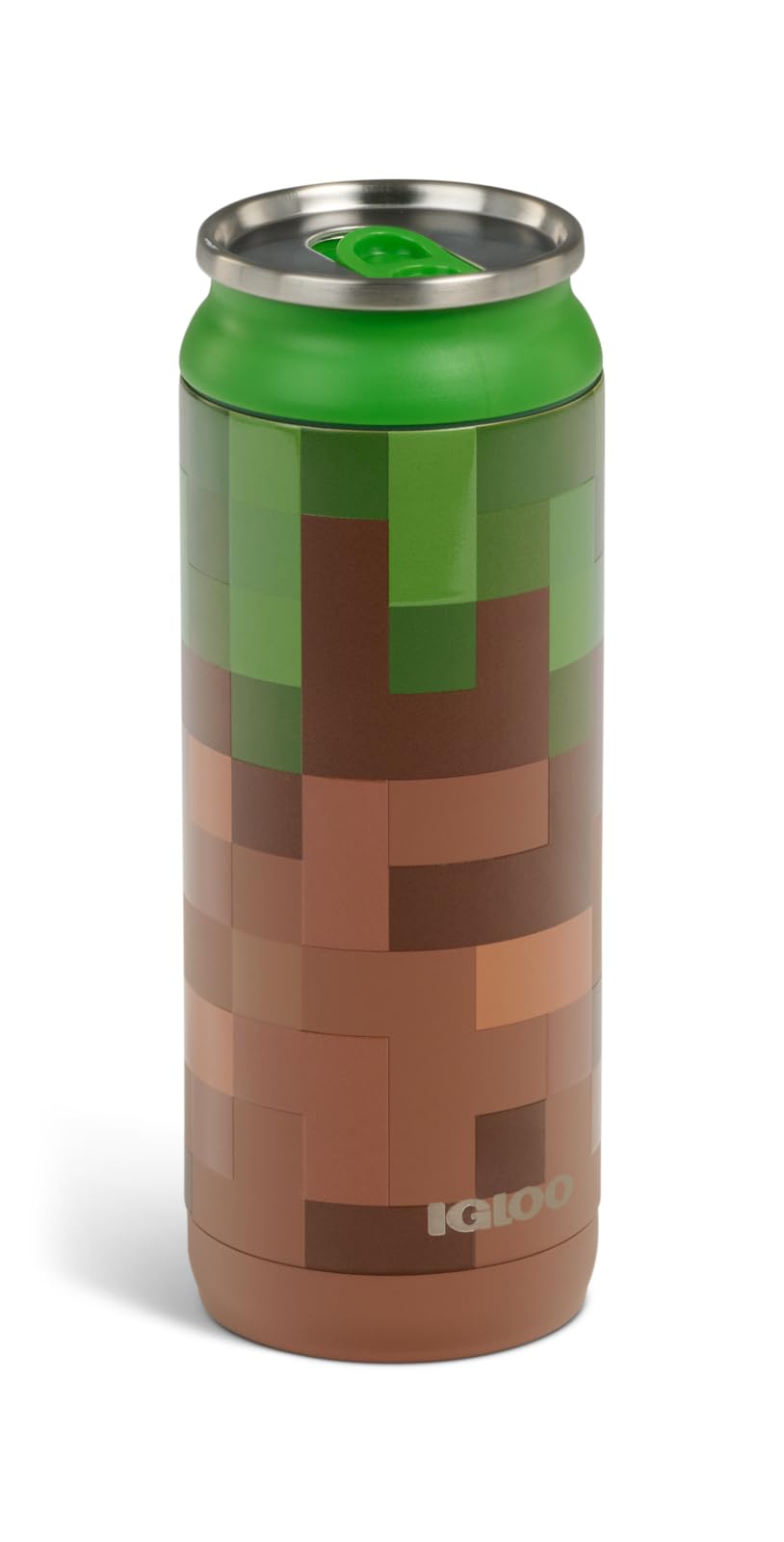 Igloo MineCraft Grass Block 16 oz Stainless Steel Hydration Can, Insulated Water Bottle, Reusable Travel Mug